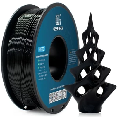 Image de GEEETECH Filament PETG 1,75 mm,Filament pour imprimante 3D,récision dimensionnelle +/ 0,02 mm,Bobine de 1 kg,Noir