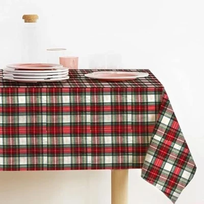 Image de Lovely Home nappe de Noël rectangulaire en tissu teinté fil Lurex Tartan fabriquée Italie, motif écossais (140 x 140 cm, blanc)