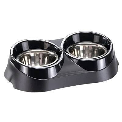 Image de Ferplast Support de gamelle pour Chien Duo Feed avec 2 gamelles en Acier Inoxydable Système Double Alimentation, Antidérapant et écologique Chiens, 1,7 Litre