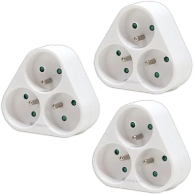 Image de Bloc multiprise WAYTEX Lot de 3 triplites prises 16A Forme triangulaire Sécurité enfant