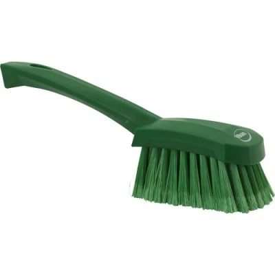 Image de Vikan Hygiène Brosse à vaisselle Avec manche court Fibres douces bout fendu Vert