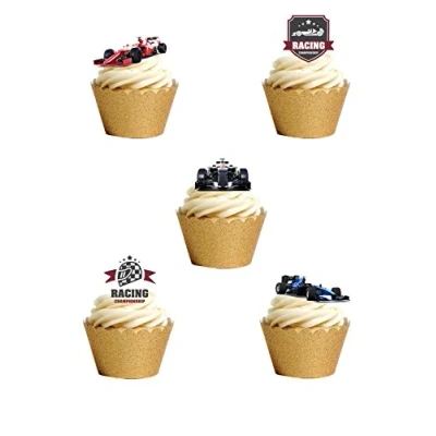 Image de Top That Lot de 18 décorations gâteau en papier comestible forme voiture course Formule 1