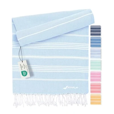 Image de Serviette de Plage hammam Fouta en Coton 100% recyclé Turque à séchage Rapide, fouta, Bain pestemal idéale comme Drap XXL Bleu Glacé 100x200cm Sultan