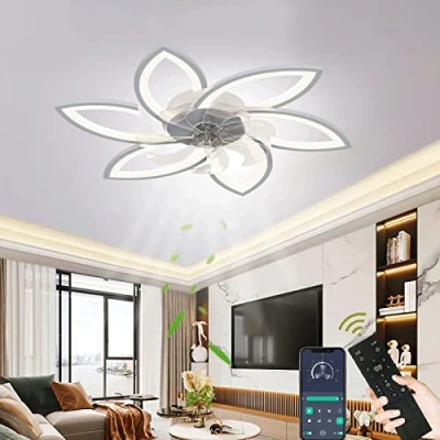 Image de Wildcat Ventilateur de plafond avec lumière, plafonnier à LED intensité variable télécommande silencieux 6 vitesses, rotation inverse