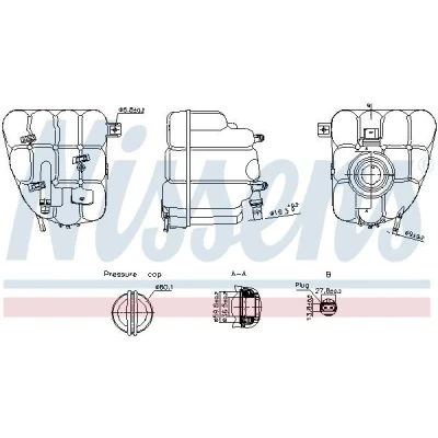 Image de NISSENS 996255 Vase d&#039;Expansion 2,5 avec capteur de niveau liquide refroidissement couvercle PORSCHE: Cayenne, VOLKSWAGEN: Touareg II