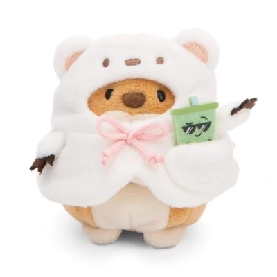 Image de NICI Set Peluche Chien Hiro 8cm avec Bubble Tee &amp; Costume Ours Polaire en boîte Cadeau 8,5x6,5x10cm Brun Doudou, Mignon Jouet à câliner et Jouer, Une Excellente idée de
