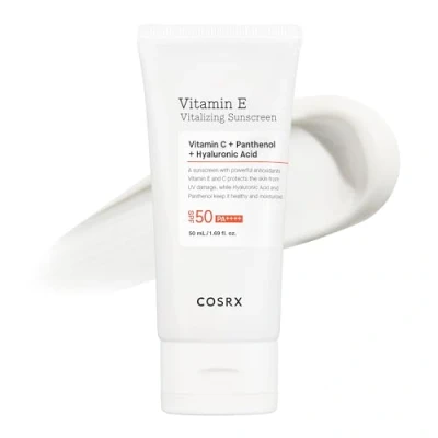 Image de COSRX Vitamin E Vitalizing Face Sunscreen SPF 50, 1,69 fl oz, hydratant SPF, léger sous maquillage, essentiels de voyage, d&#039;été, Crème solaire coréenne pour le visage, Korean Skincare