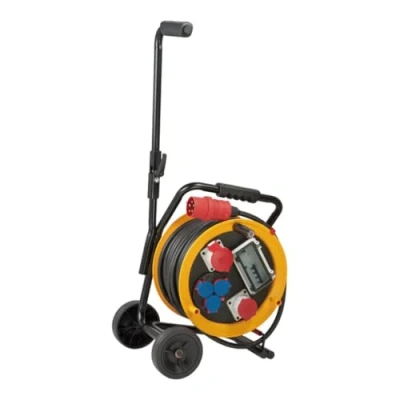 Image de Brennenstuhl Brobusta Enrouleur de câble CEE 2 FI IP44 avec chariot (enrouleur 30 m, protection FI, pour une utilisation permanente en extérieur, fabriqué Allemagne)