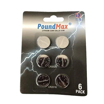Image de PoundMax Lot de 6 Piles Boutons au Lithium, CR2032, CR2025, CR2016, 3 V