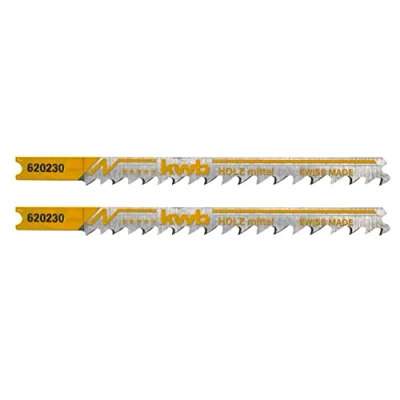 Image de kwb Lames de scie sauteuse pour le bois en acier HCS flexible avec tige à une came (tige T),denture plongée,transport optimal la sciure,tranchant durable,surface polie,pour les coupes fines