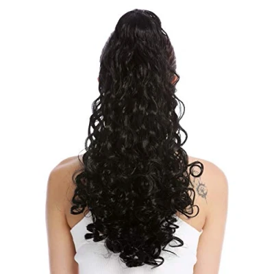 Image de WIG ME UP 19AXL V 1 Postiche couette queue de cheval longue volumineuse très bouclée noir 50 cm