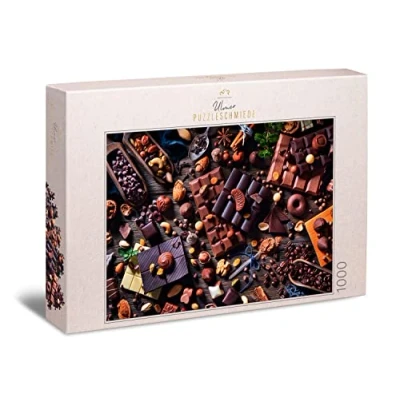 Image de Ulmer Puzzleschmiede Puzzle « Douce Tentation » Classique de 1000 pièces Noix, chocolats et Chocolat comme Motif Contemporain pour Les connaisseurs