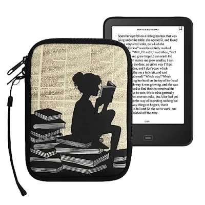 Image de kwmobile Housse de Protection pour Liseuse Étui 17 x 12 2 cm E Reader en Néoprène Noir Beige