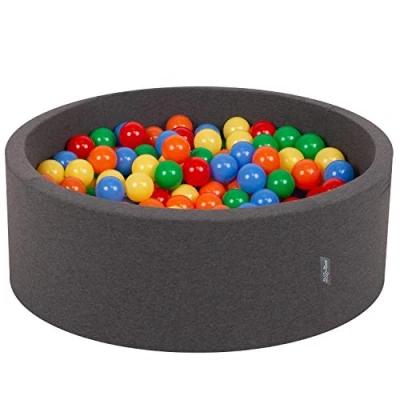 Image de KiddyMoon Piscine À Balles pour Bébé Rond 90X30cm/300 7Cm Fosses Boules Jouet Enfant, Gris Foncé: Jaune/Vert/Bleu/Rouge/Orange