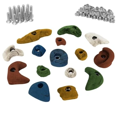 Image de ALPIDEX 15 Prises d&#039;escalade y Compris Le matériel de Fixation Multicolore