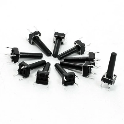 Image de sourcingmap Lot de 10 6 x mm 17 4 broches DIP PCB momentané bouton poussoir tactile Tact Switch