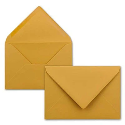 Image de 50x enveloppes C6 couleur: ocre (jaune) 11,4 x 16,2 cm fermeture: gommée pour papier A4, A5, A6 et invitations, salutations lettres FarbenFroh by GUSTAV NEUSER