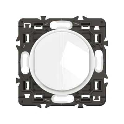 Image de LEGRAND Interrupteur Double ou Va et vient 10A Commande d&#039;Eclairage Complète A compléter avec une plaque Blanc