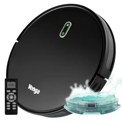 Image de Venga! VG RVC 3000 BK Aspirateur robot avec fonction de nettoyage facile à utiliser 6 modes silencieux Noir, tapis, pierre, carrelage