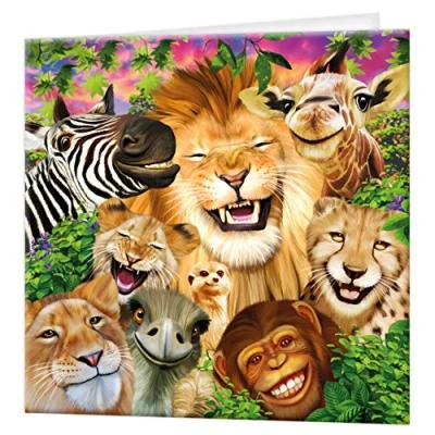 Image de 3D LiveLife Carte de voeux Sourires Safari Deluxebase. lenticulaire ménagerie colorée pour toute occasion et tout âge, anniversaire. original sous licence l&#039;artiste Michael Searle