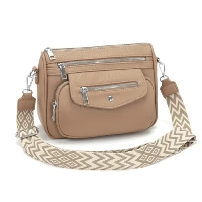 Image de YISUOHOOM Sac a Main Femme Petit Bandouliere Kaki Multipoches Avec 5 poches zippées et 7 compartiments
