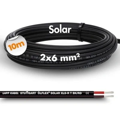 Image de 10 mètres de Câble solaire Lapp ÖLFLEX SOLAR XLS R T 2X6 mm² BK/RD jumelé