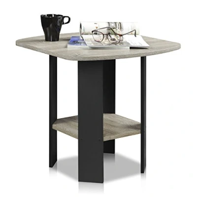 Image de Furinno Design Simple Table d&#039;Appoint de Chevet avec Tiroir Poubelle, Chêne Français/Noir