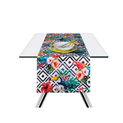 Image de Excelsa Nappe Runner Coton Décor Tropical 45 x 140