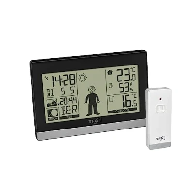 Image de TFA Dostmann Station Fil Weather Boy 35.1159.01, température extérieure/intérieure, prévisions météo, Phase Lunaire, Lever et descendre, Noir
