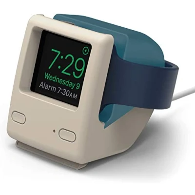 Image de elago Support de Chargeur W3 Compatible avec Apple Watch 8, SE2 (2022), 7, 6, SE, 5, 4, 3, 2, 1 [45/44/42/41/40/38mm], Mode Table Nuit (Bleu)