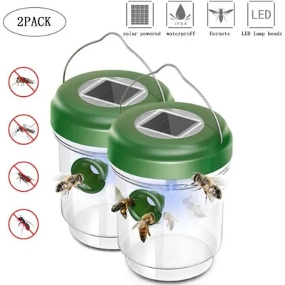 Image de Lot de 2 Pièges à Mouche, Guêpes et Moustique; Attrape Anti Insectes, Frelons Solaire avec Lumière LED