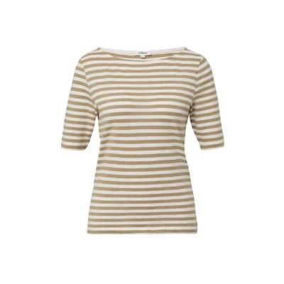 Image de s.Oliver Gestreiftes MIT FLAM Struktur Tshirt imprimé, Femme, Taille: 48, Hellbraun