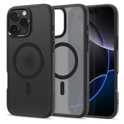 Image de Spigen Coque pour iPhone 16 Pro, Ultra Hybrid MagFit, [Semi Transparent] 6,3 Pouces Frost Noir
