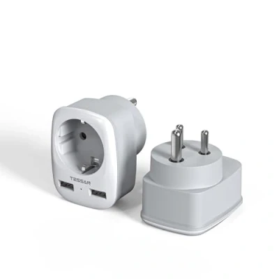 Image de TESSAN 2 Pack Adaptateur Prise Inde avec USB, 3 en 1 Nepal, Type D 2500W Inde, Sri Lanka, Népal