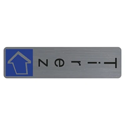 Image de Exacompta Réf. 67158E 1 Plaque de porte adhésive verticale Tirez murale imprimée signalisation Sur tous supports Aspect aluminium brossé Dimensions : 4,4 x 16,5 cm