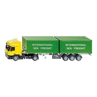 Image de siku 3921, Camion Avec conteneur, 1:50, Métal/Plastique, Jaune/Vert, 2 conteneurs, Longueur de remorque variable
