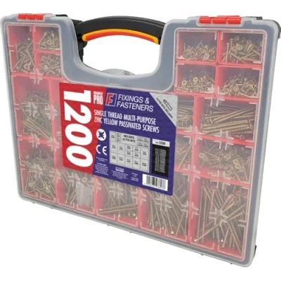 Image de Forgefix Organizer Pro Vis passivées à filetage unique en zinc jaune Noir