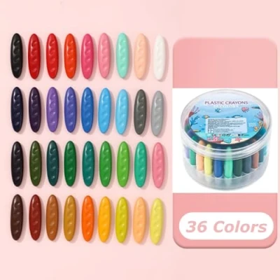 Image de Owelth Crayons de Cire pour Enfants 36 Couleurs, Craies en Bébé, Mes Premiers Faciles à Tenir Non Toxiques, Couleur Lavables les Tout Petits et Étudiants