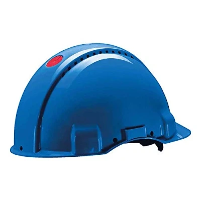 Image de Casque de sécurité 3M™ G3000 bleu, ventilé, avec harnais à crémaillère et basane synthétique