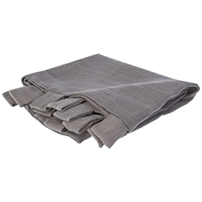 Image de Douceur d&#039;Intérieur Haltona Paire Droite Passants Effet Lin Tisse Polyester, Gris, 90x60 cm