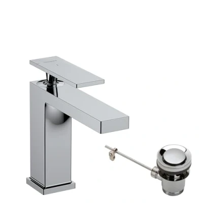Image de hansgrohe Tecturis E Mitigeur de lavabo avec tirette et vidage, économie d&#039;énergie (CoolStart), Robinet salle bain hauteur sous bec 110 mm, d&#039;eau (EcoSmart+), Chromé, 73014000