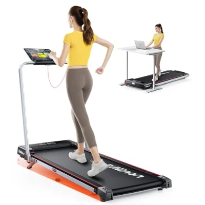 Image de RUNIMON Tapis de Course, 6 en 1 Marche Pliable Inclinable, Pente 7%, 12 km/h, 2.5HP, Roulant avec 2 Écrans LED, APP Intelligente, Deux Modes Contrôle pour Maison et Bureau