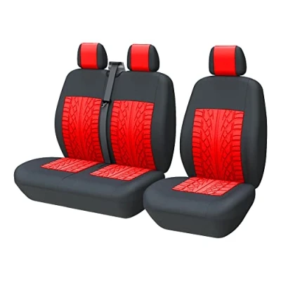 Image de TOYOUN Housses de Sieges Universelles, Housse Couverture Couvre pour Camion Camionnette Van Bus Conducteur et Passager 2 + 1, Siège Avant Simple Double,Impression 3D, Rouge