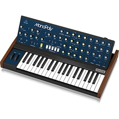 Image de Behringer MONOPOLY Synthétiseur polyphonique analogique 4 voix avec 37 touches pleine taille, VCO, VCF, 2 LFO, enveloppes, synchronisation et modulation croisée arpégiateur