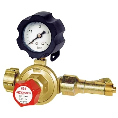 Image de Détendeur Variable de 2 à 4 bar avec Manomètre et Sécurité, Sortie 3/8e Gauche Accessoire pour Fer Souder Lampe Couvreur Chalumeau d&#039;Étanchéité Pièces Rechange EXPRESS