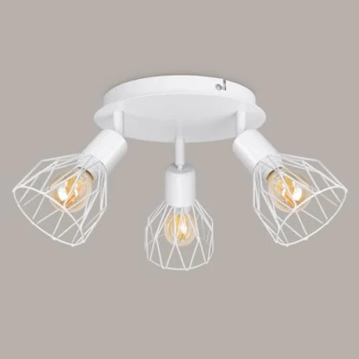 Image de Kimjo Plafonnier 3 Spots Orientables, E14 Spot de Plafond Blanc Applique Interieur LED Pivotants et Rampe pour Chambre Séjour Couloir Café, Sans Ampoule, Max. 40W