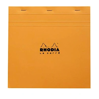 Image de RHODIA 210200C Bloc Notes Agrafé N210 Orange Petits Carreaux 21 x cm 80 Feuillets Détachables Papier Clairefontaine Blanc g/m² Couverture en Carte Enduite Souple