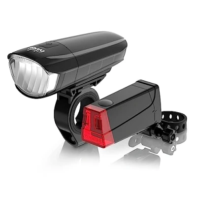 Image de DANSI STVZO Set éclairage de vélo LED avec Avant et arrière, Maj Bar Entre 30/15 Lux, Pluie Anti Chocs, 44001 Kit d&#039;éclairage Noir, One Size