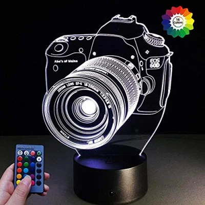 Image de HPBN8 Ltd 3D Caméra LED Lampe Art Déco Lumières Décoration Lampes Télécommande Touch Control 7/16 Couleurs Change Veilleuse USB Powered Enfants Cadeau Anniversaire Noël Cadeaux
