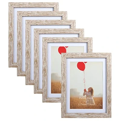 Image de EYMPEU Cadre Photo 15x20 avec Passe Partout pour contenir 13x18 ou photo, Lot de 6 Cadres Photos en Bois Naturel, Rustique Accrocher au Mur La Table